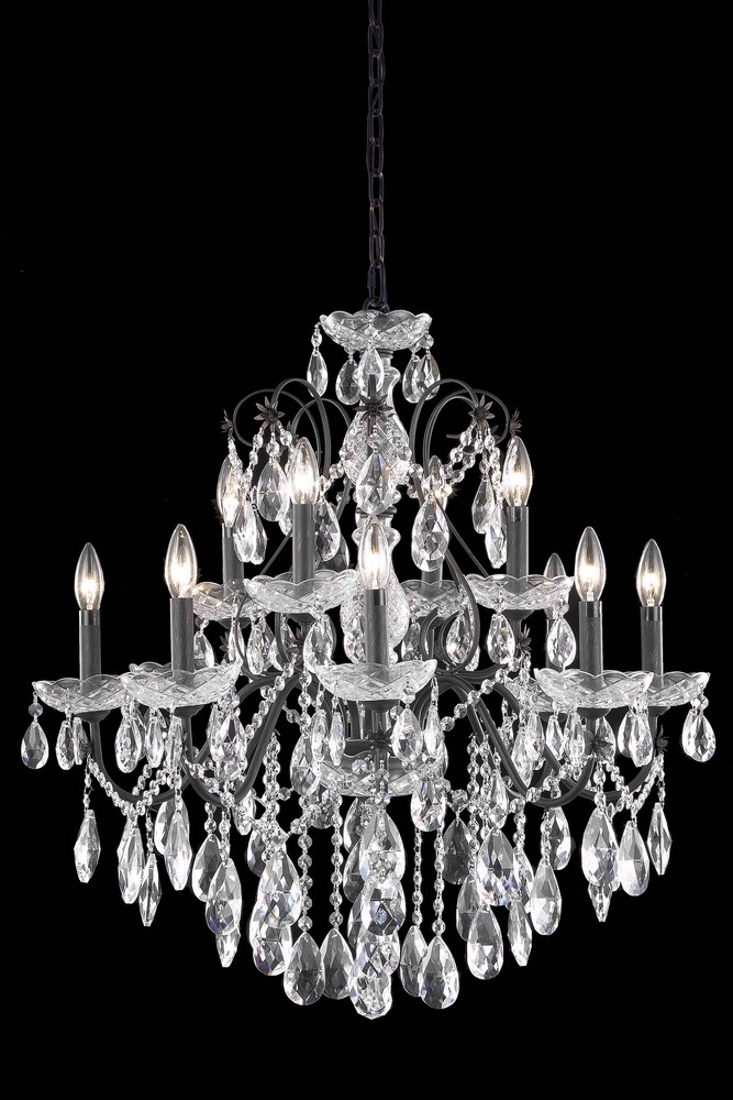 St. Francis 12 light Dark Bronze Chandelier Clear Swarovski® Elements Crystal