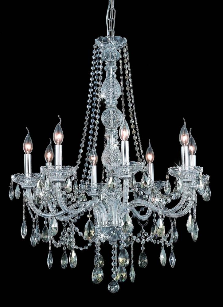 Verona 8 Light Chrome Chandelier Golden Teak (Smoky) Royal Cut Crystal