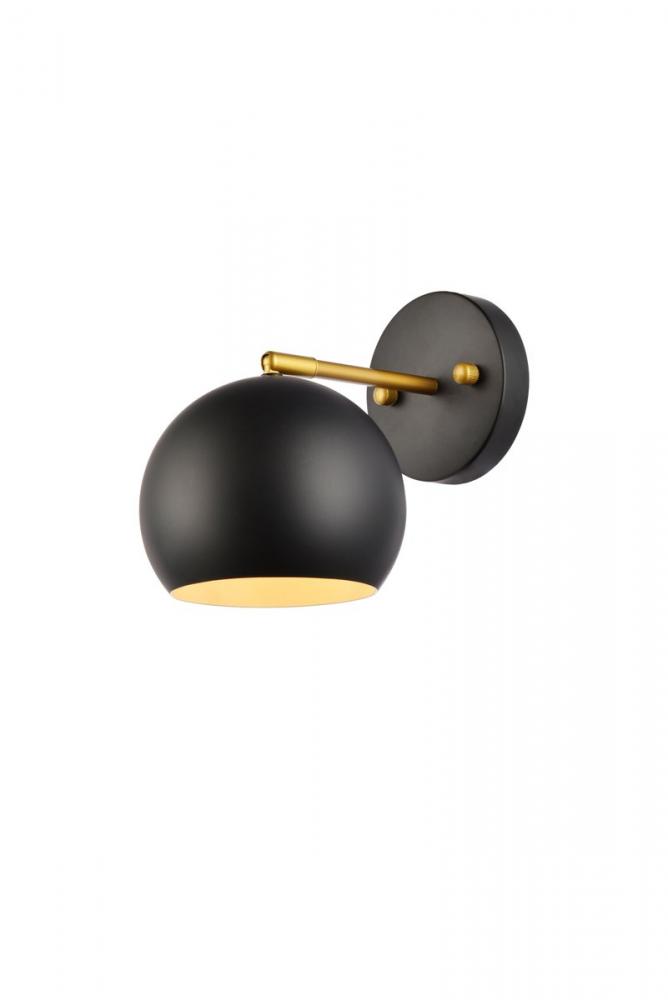 Othello 1 light black and brass wall sconce