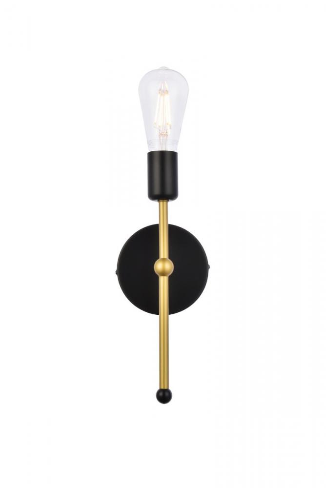 Keely 1 light black and brass wall sconce