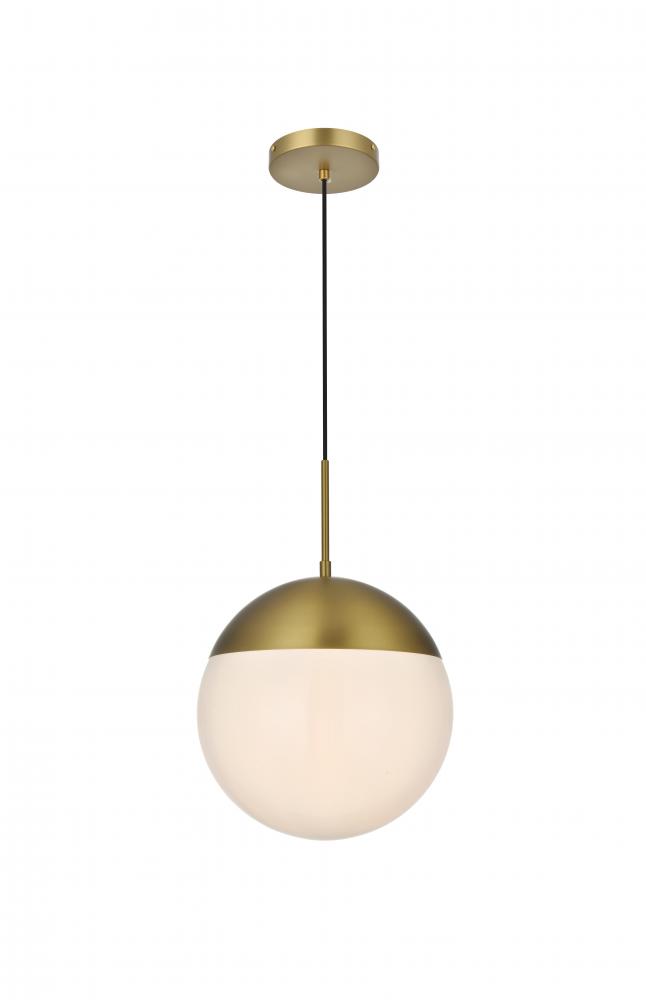 Eclipse 12 Inch Pendant Frosted White Shade in Satin Gold