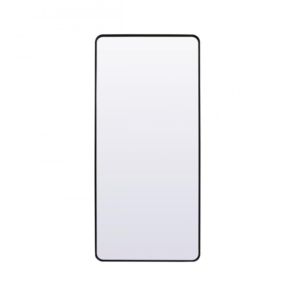 Soft Corner Metal Rectangle Full Length Mirror 32x72 Inch in Black