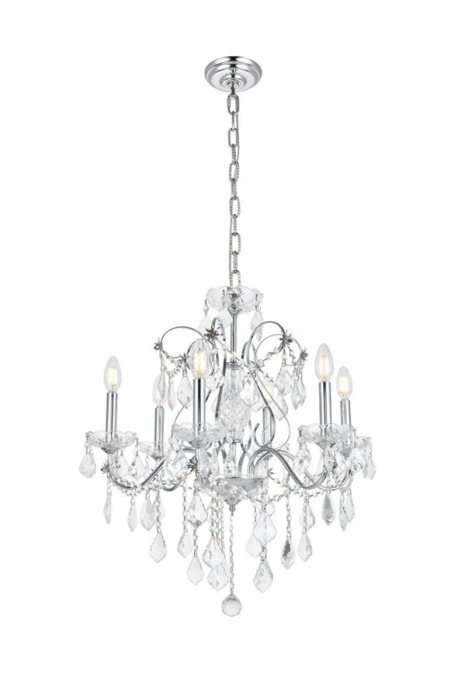 St. Francis 6 Light Chrome Chandelier Clear Royal Cut Crystal