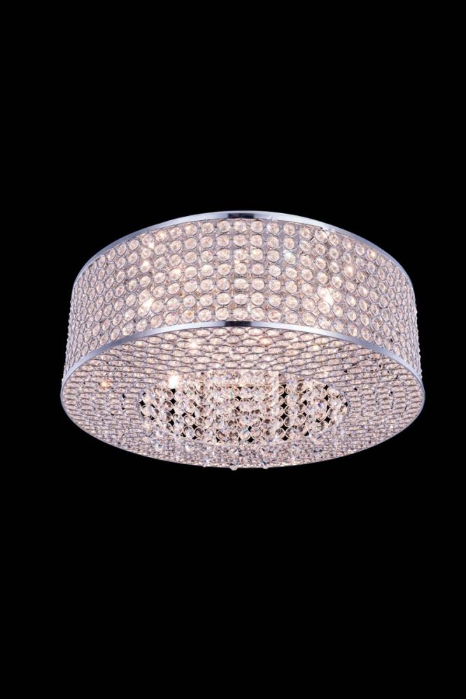 Amelie 8 Light Chrome Flush Mount Clear Royal Cut Crystal