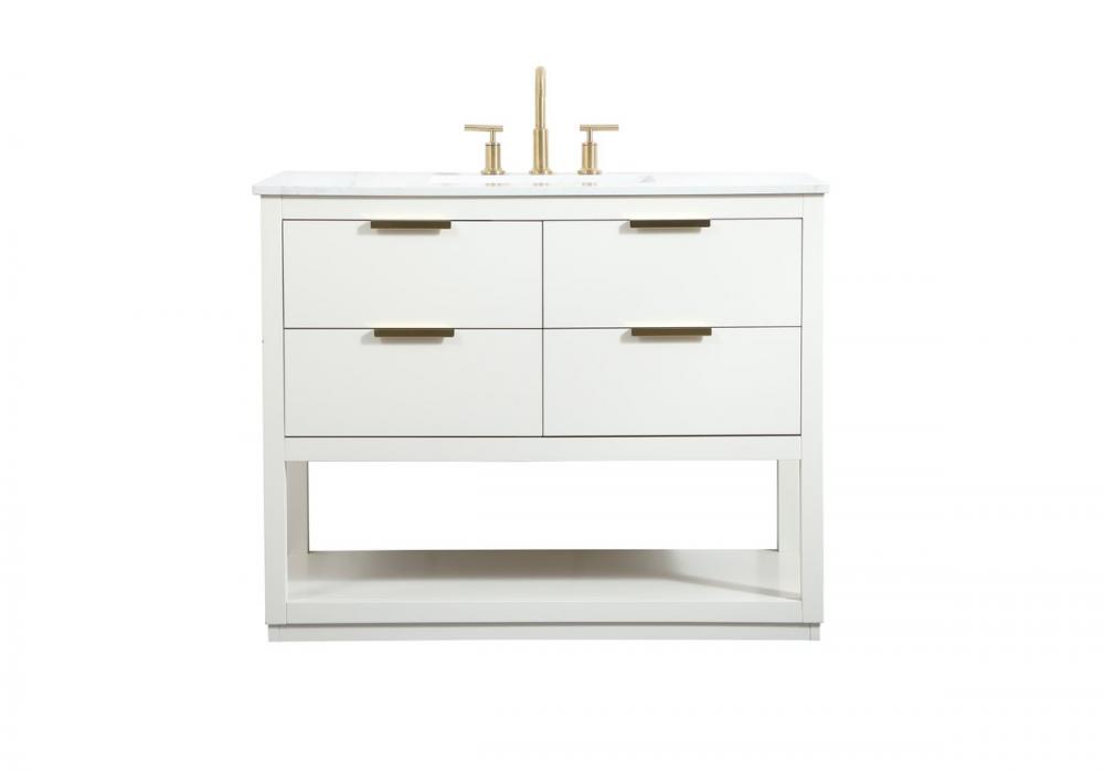 42 Inch Single Bathroom Vanity in White