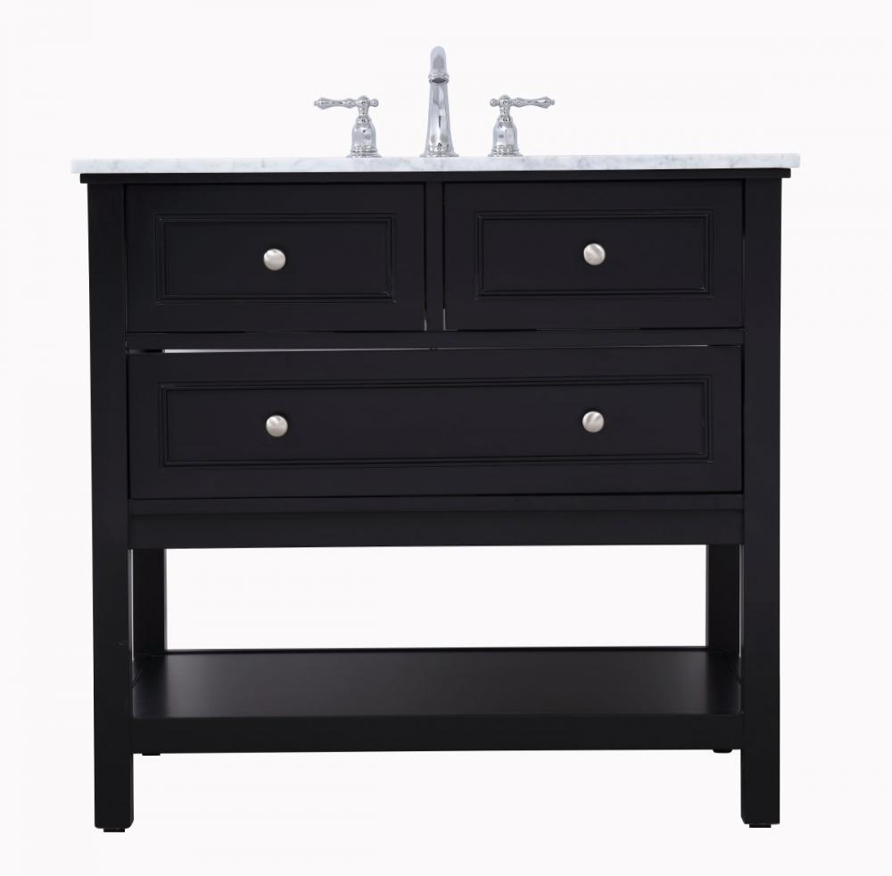 36 In. Single Bathroom Vanity Set in Black