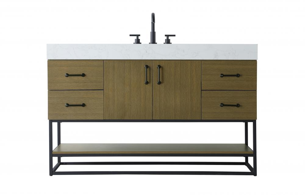 54 inch Single Bathroom Vanity in Chestnut Brown