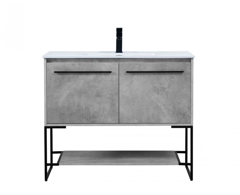 40 Inch Single Bathroom Vanity in Concrete Grey