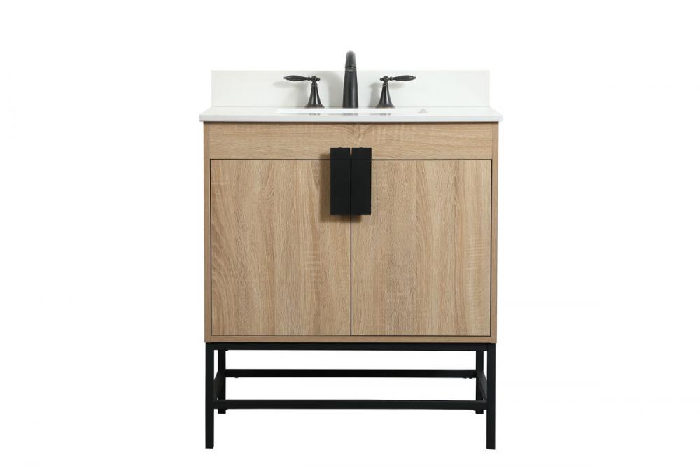 30 inch Single bathroom vanity in mango wood with backsplash