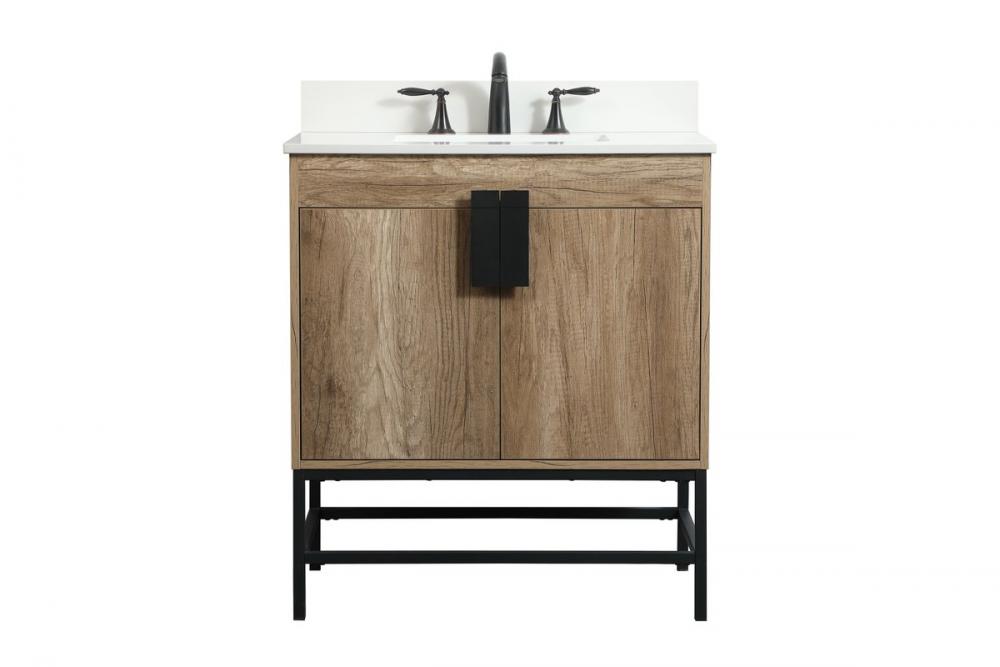 30 inch Single bathroom vanity in natural oak with backsplash