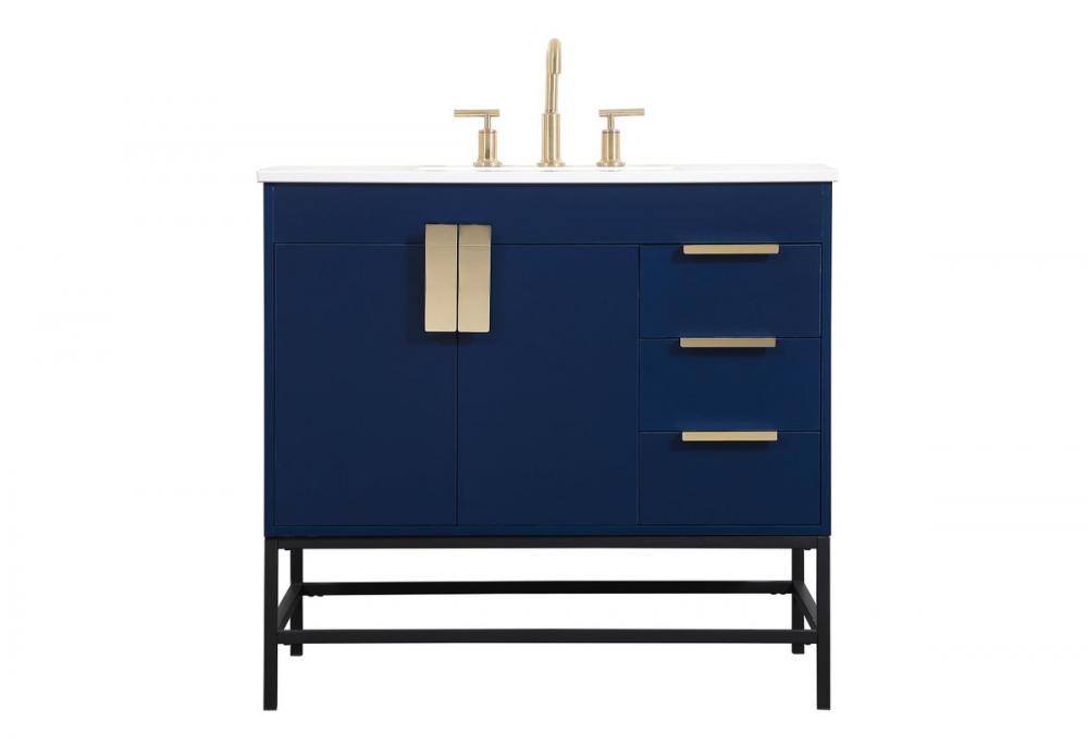 36 inch Single bathroom vanity in blue