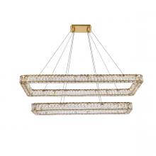 Elegant 3504G50L2G - Monroe 50 Inch LED Double Rectangle Pendant in Gold