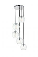 Elegant LD2226C - Baxter 5 Lights Chrome Pendant with Clear Glass