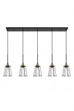 Elegant LD4047D46BRB - Auspice 5 Light Brass and Black Pendant