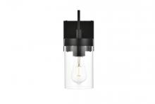 Elegant LD7319W5BLK - Benny 1 Light Black and Clear Bath Sconce