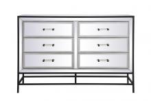 Elegant MF73026BK - 34 Inch Mirrored 5 Drawers Chest in Black