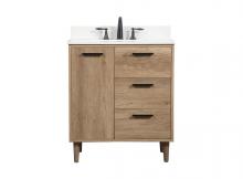 Elegant VF47030NT-BS - 30 Inch Single Bathroom Vanity in Natural Oak with Backsplash