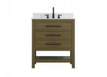 Elegant VF60530MCB-BS - 30 inch Single Bathroom Vanity in Chestnut Brown with backsplash