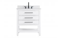 Elegant VF60530WH-BS - 30 inch Single Bathroom Vanity in White with backsplash