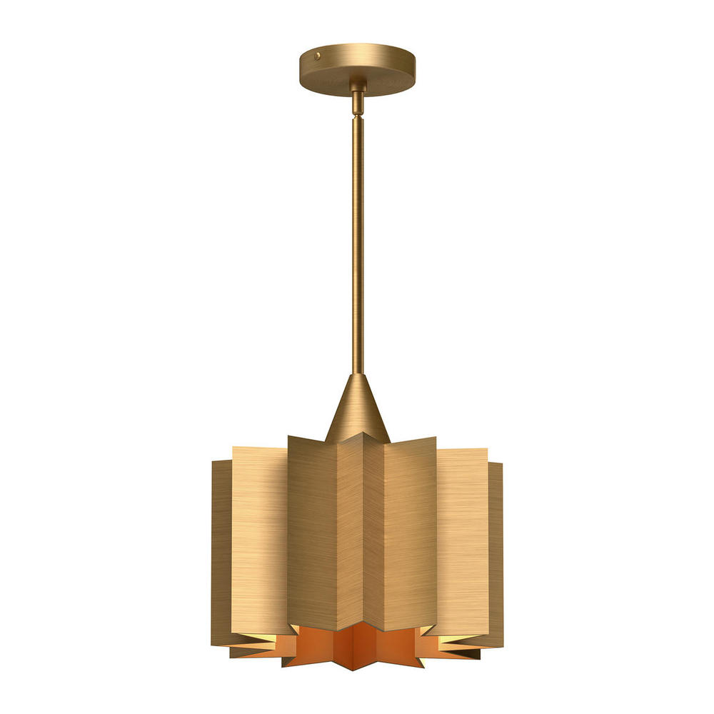 Plisse 12-in Aged Gold 1 Light Pendant