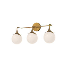 Alora Lighting VL505125AGOP - Nouveau 25-in Aged Gold/Opal Matte Glass 3 Lights Vanity