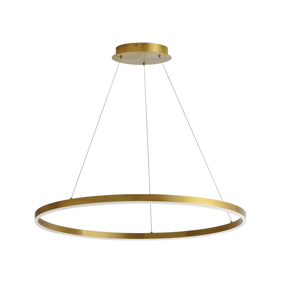 63W Colour Changing Temperature Chandelier, Aged Brass with White Acrylic Diffuser