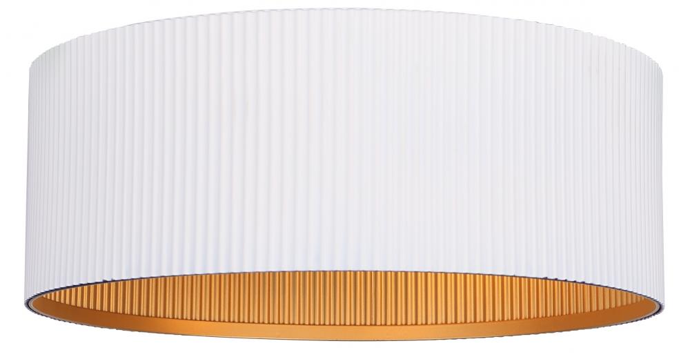 REXTON 13.88 in. 2-Lt 60 W Contemporary Matte White Flush Mount w/ Matte White with Gold Metal Shade