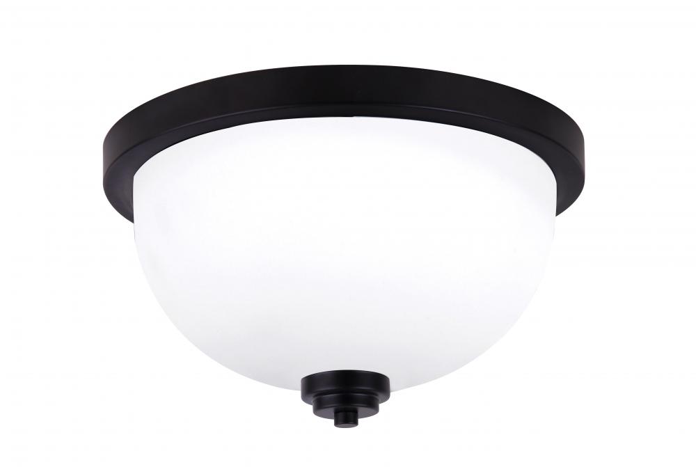 IFM326A13BK-RG, MBK Color, 2 Lt Flush Mount, Flat Opal Glass, 60W Type A, 13inch W x 7inch H