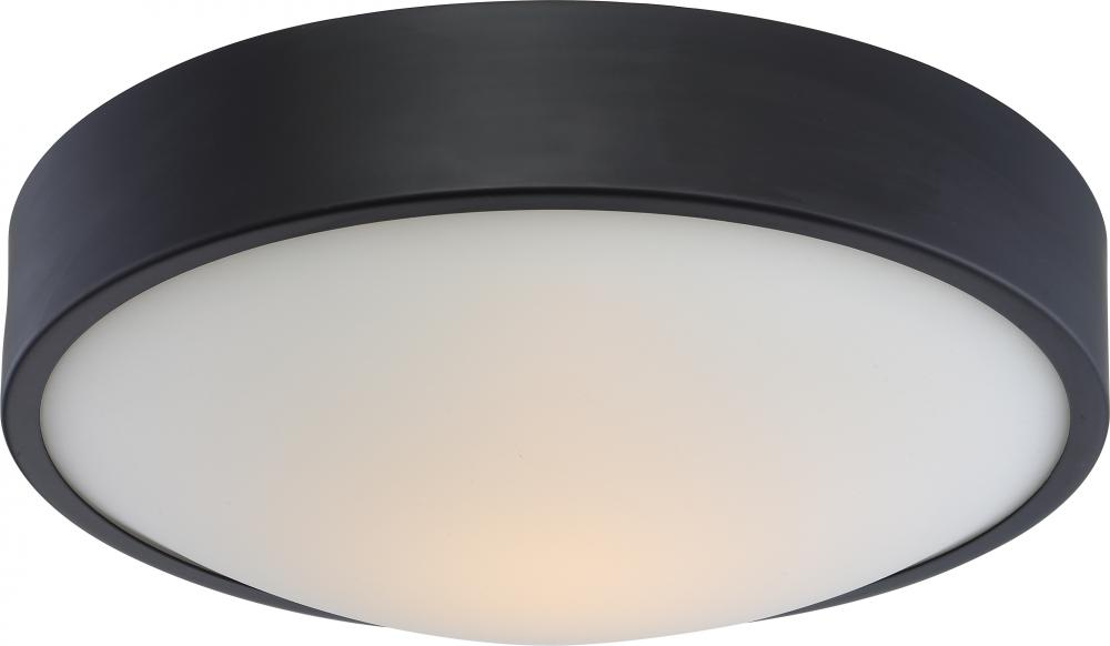 Perk - 13'' LED Flush with White Glass - Aged Bronze Finish