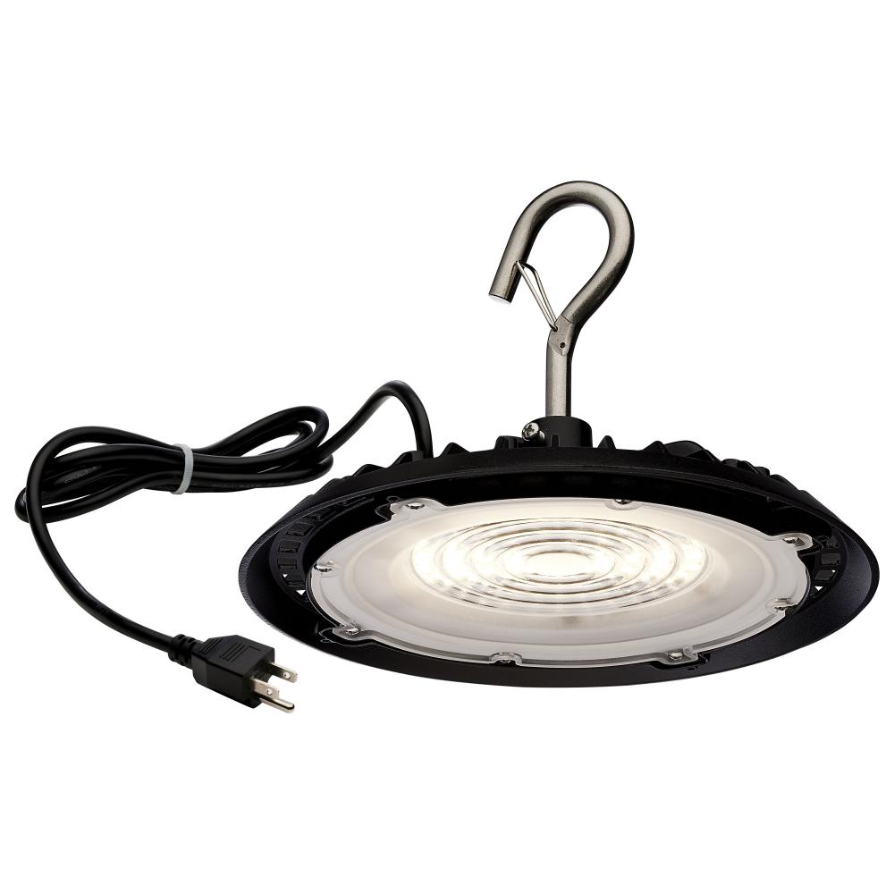 80 Watt; Hi-Pro Shop Light with Plug; 8" Dia.; 3000K; Black Finish; 120 Volt