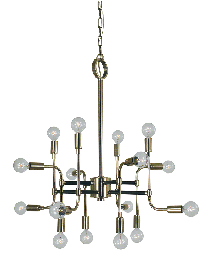 16-Light Polished Nickel/Matte Black Fusion Chandelier