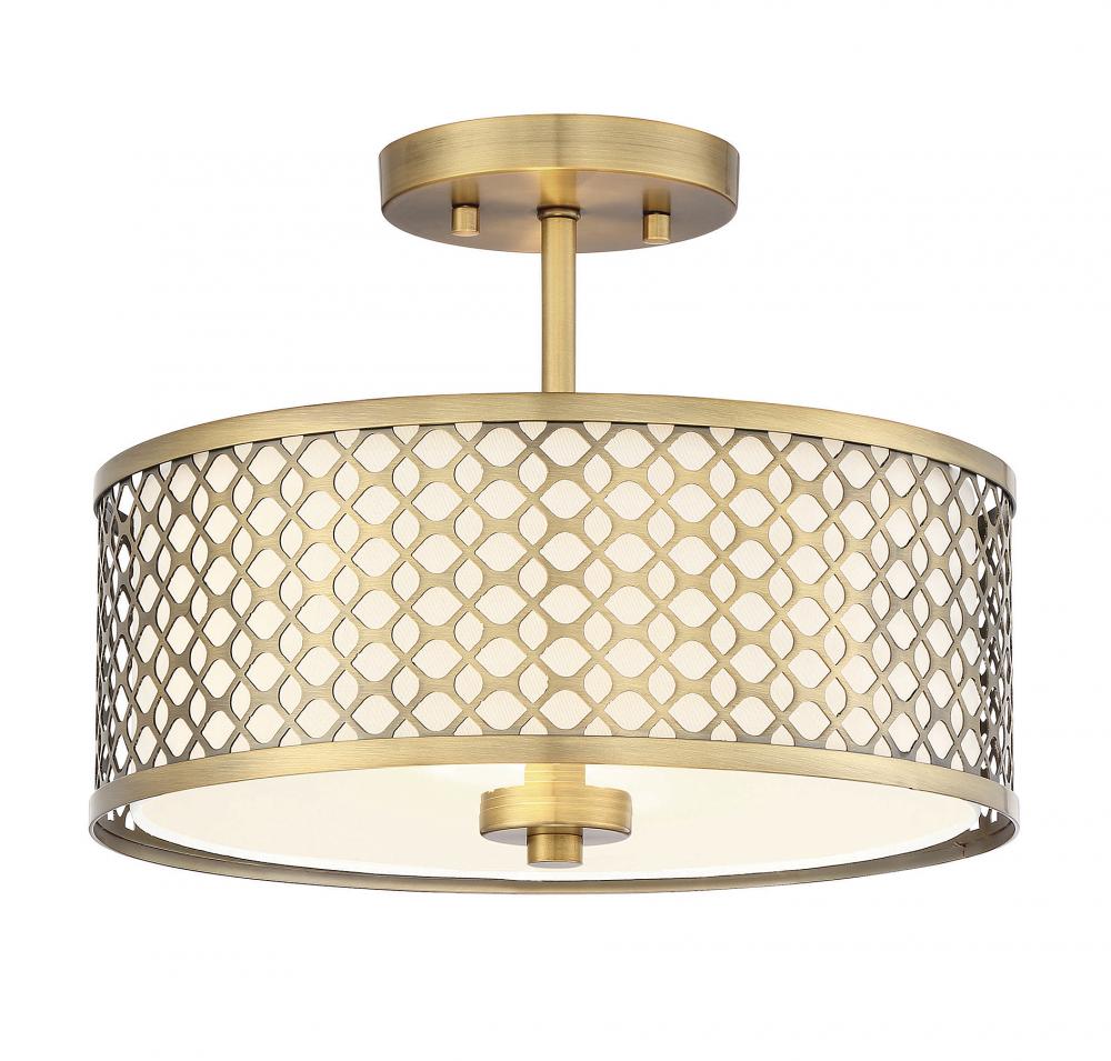 2-Light Ceiling Light in Natural Brass