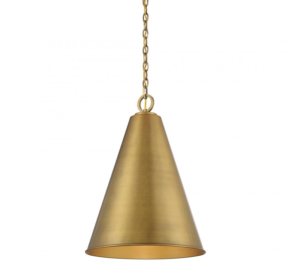 1-Light Pendant in Natural Brass