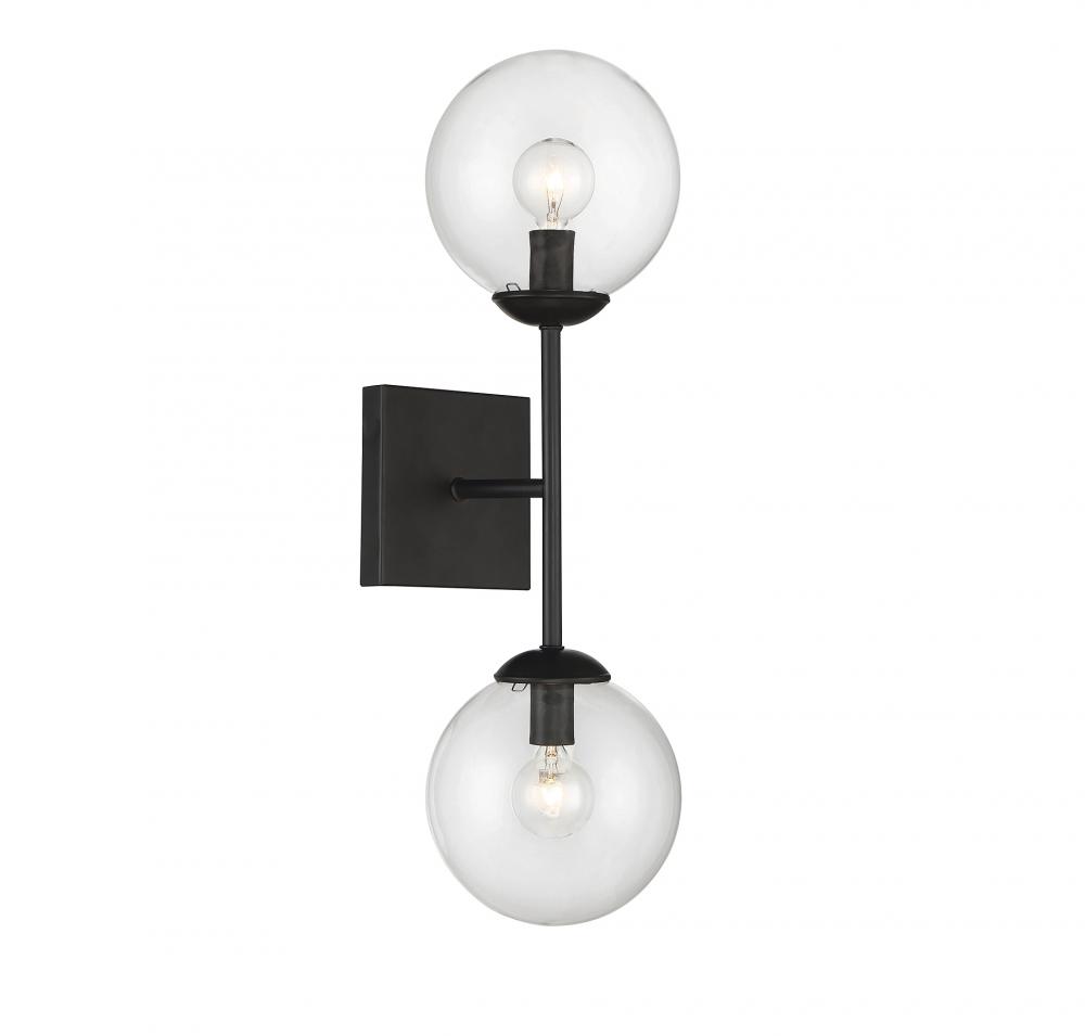 2-Light Wall Sconce in Black