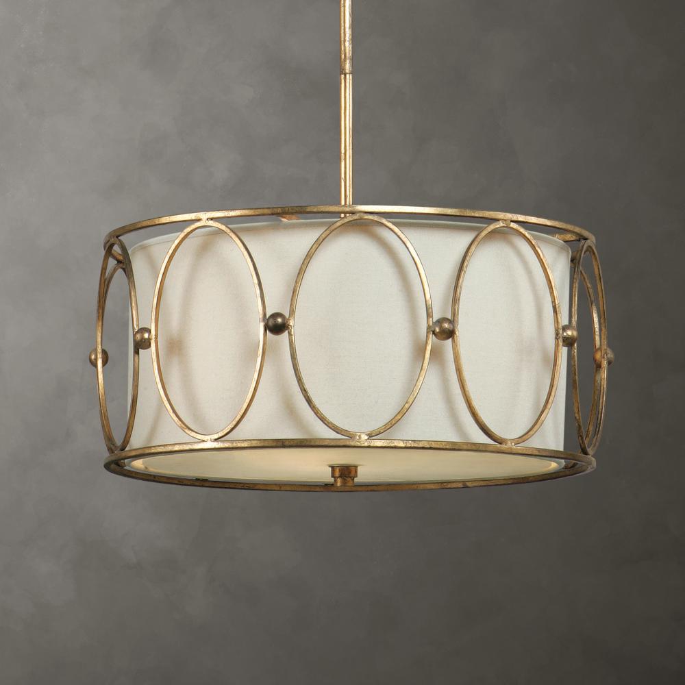 Uttermost Ovala 3 Light Gold Drum Pendant