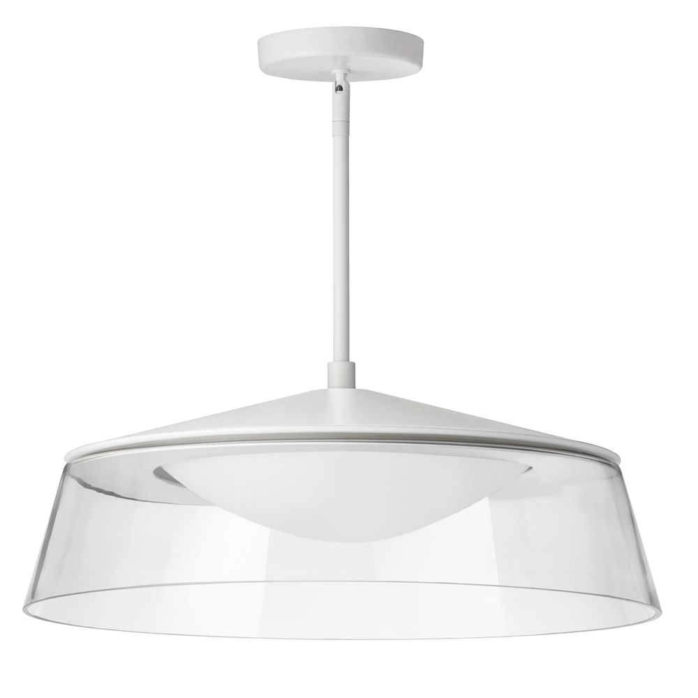 35W LED Pendant Matte White Finish with Clear Glass