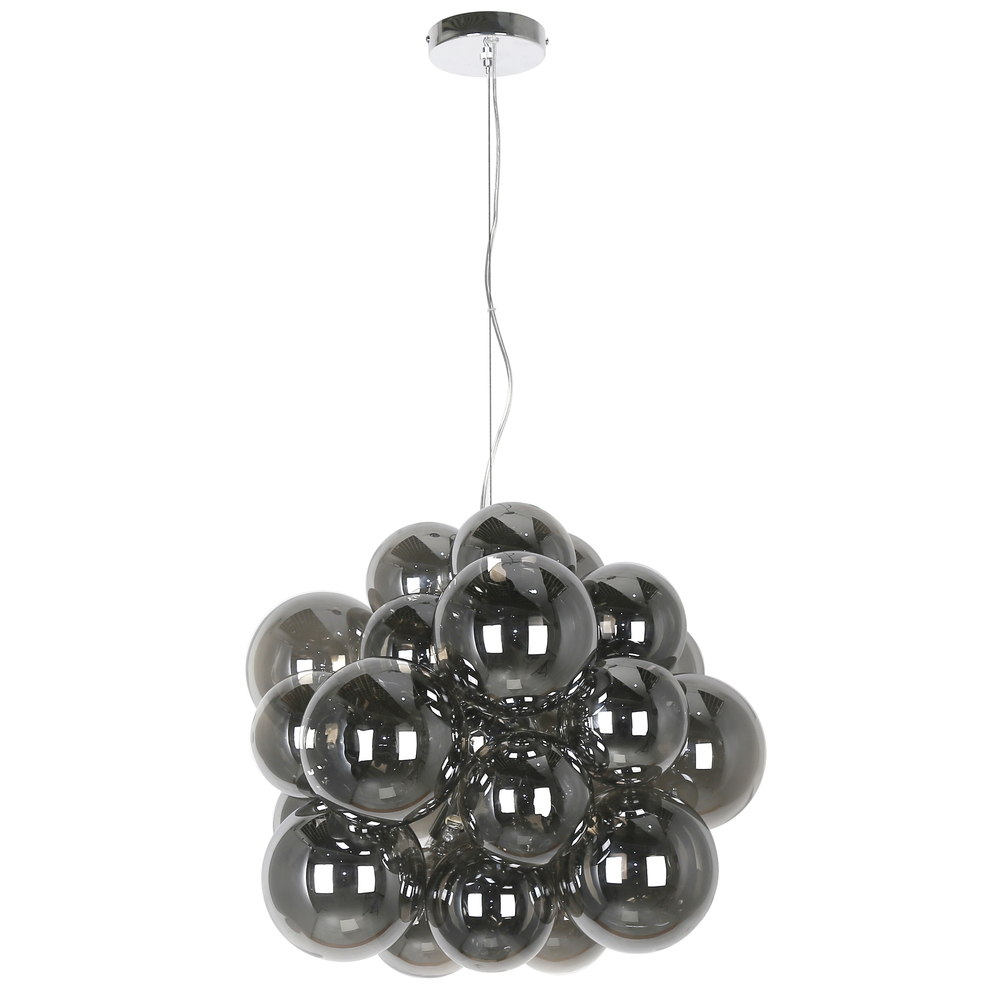 6 Light Halogen Pendant Polished Chrome Finish with Smoked Glass