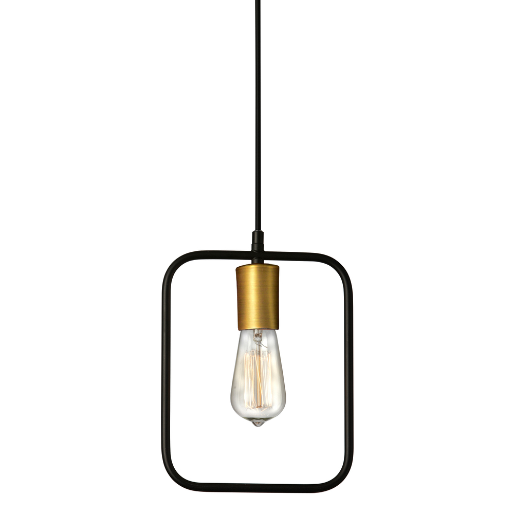 1 Light Pendant, Matte Black & Vintage Bronze Finish