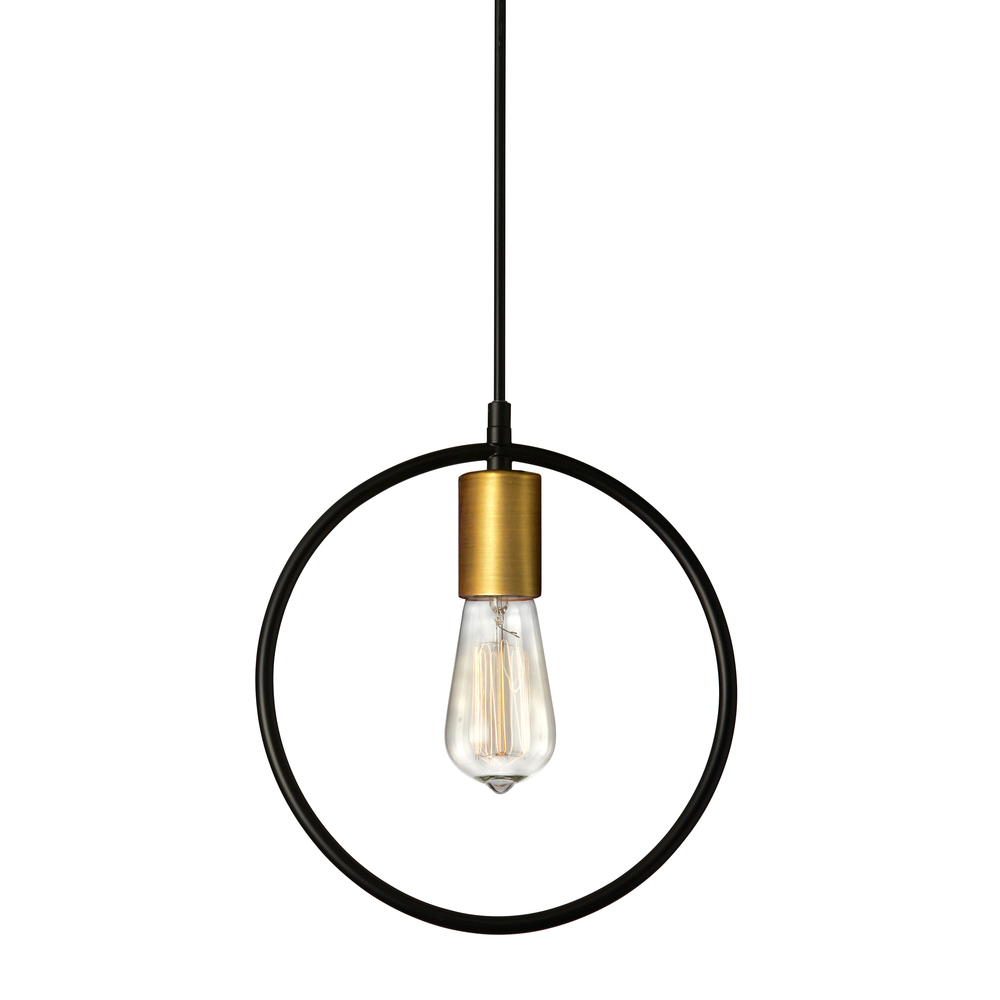 1 Light Pendant, Matte Black & Vintage Bronze Finish