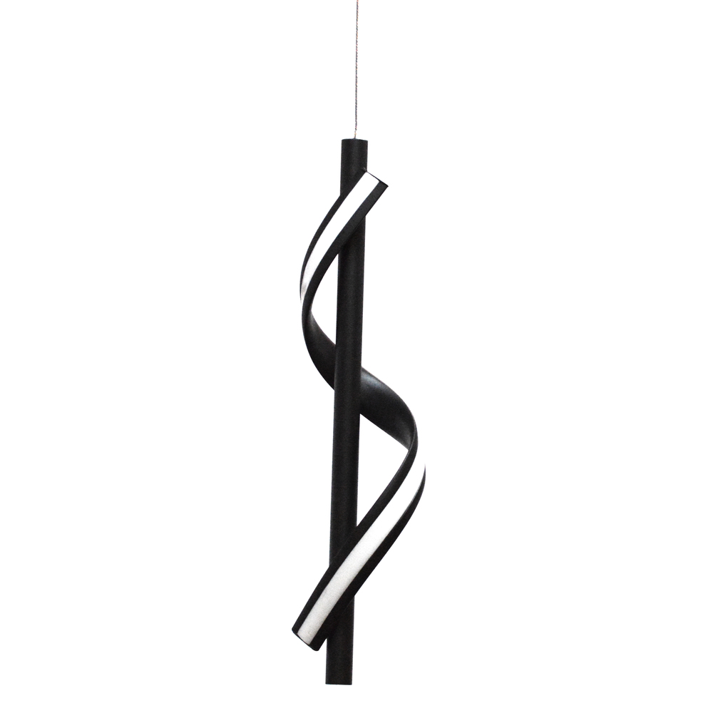 8W LED Pendant, Matte Black with White Silicone Diffuser