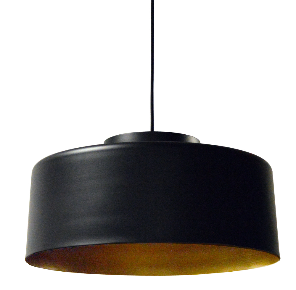 1 Light Metal Pendant, Black and Gold Finish