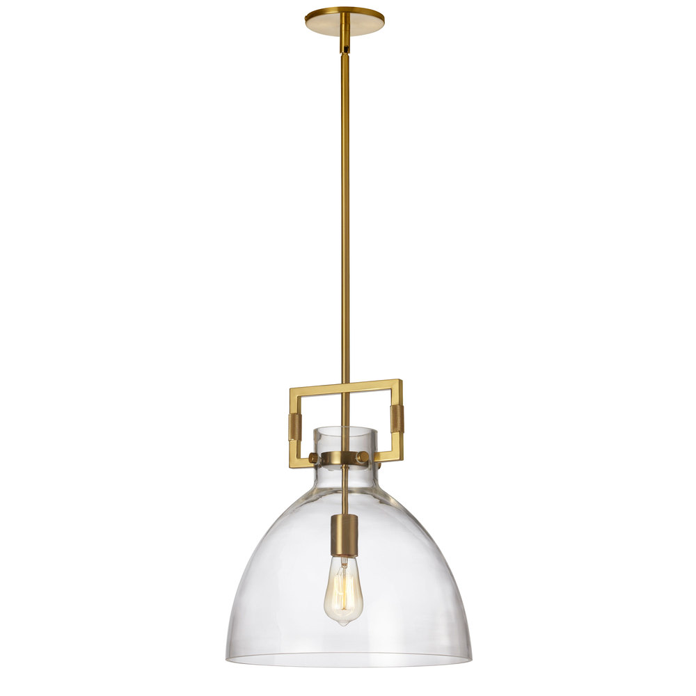 1 Light Incandescent Aged Brass Pendant