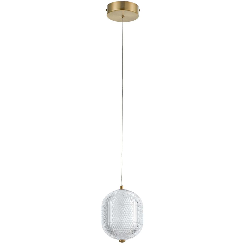 8.5W Pendant Aged Brass with Clear Acrylic Diffuser