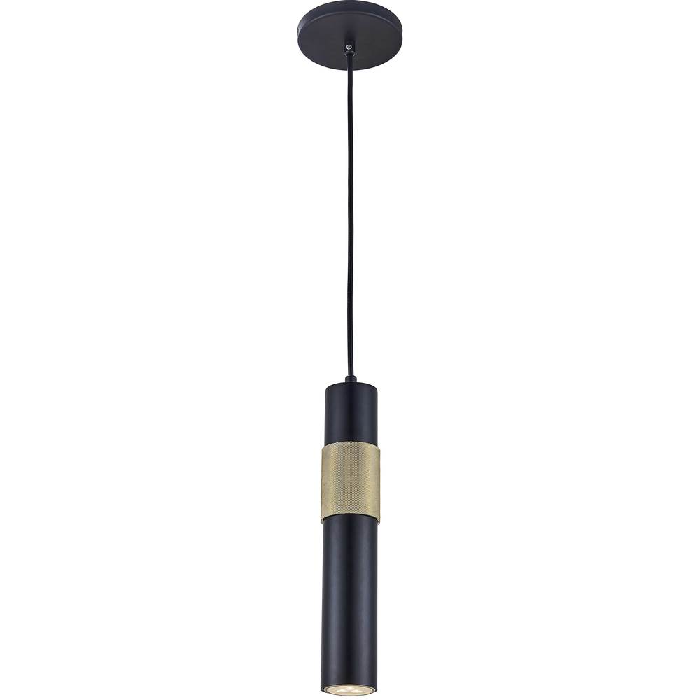 1 Light Halogen Pendant Matte Black/Aged Brass