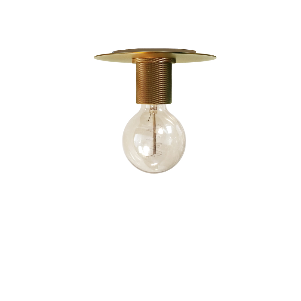 1 Light Incandescent Flush Mount, Aged Brass