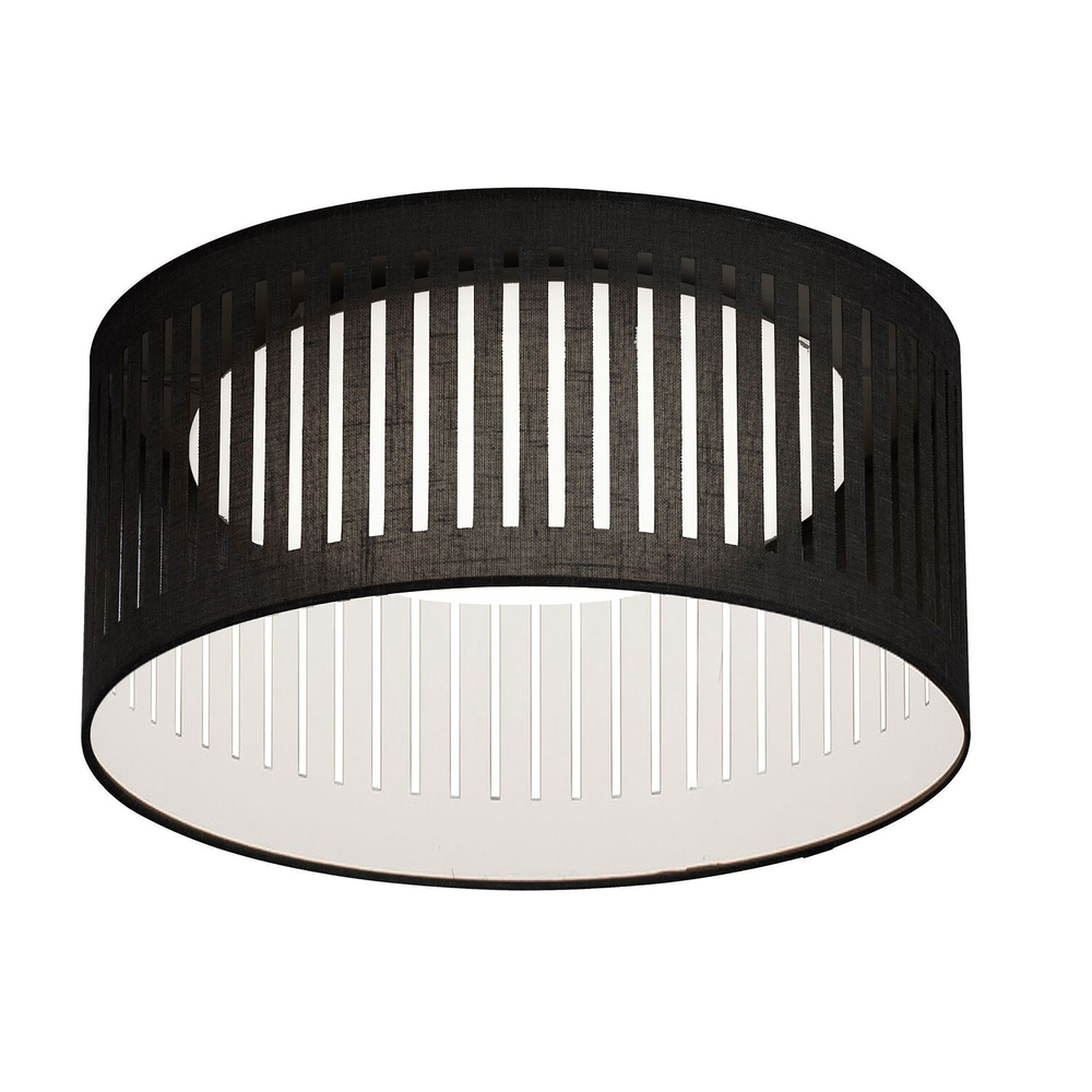 LED Flush Mount, Slit Drum Shade, Black