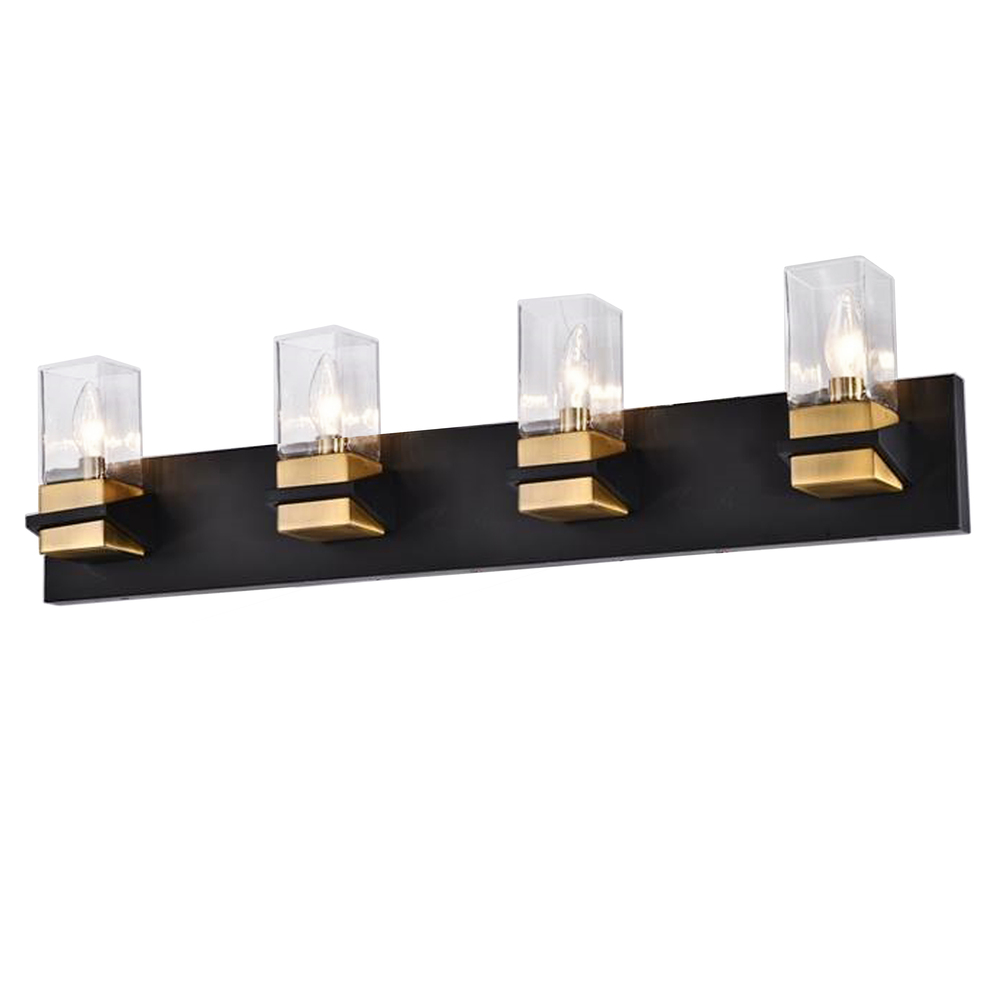 4LT Incandescent Vanity, MB & AGB w/ CLR Glass