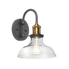 Dainolite 410-61W-BAB - 1 Light Wall Sconce, Black and Antique Brass Finish, Clear Glass