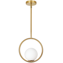 Dainolite ADR-101P-AGB - 1 Light Halogen Pendant Aged Brass Finish with White Glass