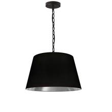 Dainolite BRY-S-BK-697 - 1 Light Brynn Small Pendant, Black/Silver Shade, Black